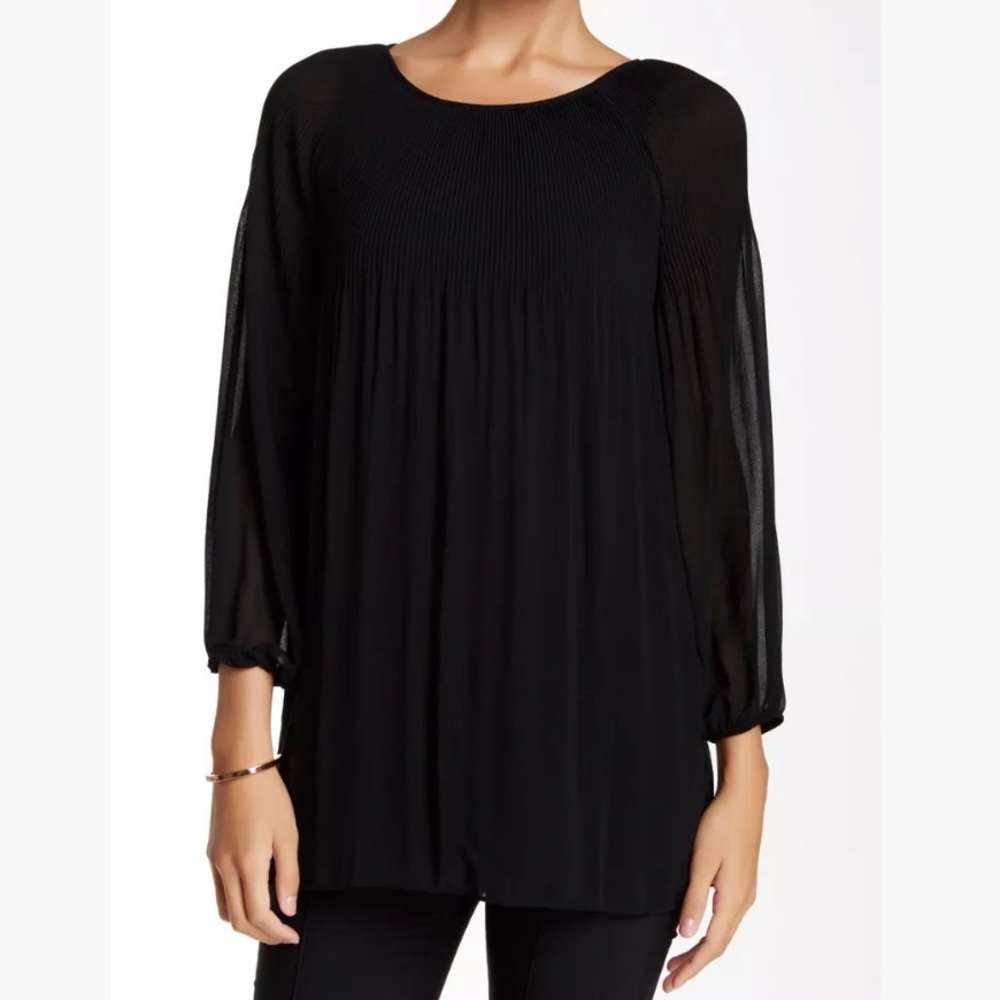 NWT Max Studio Accordion Pleat Peasant Blouse